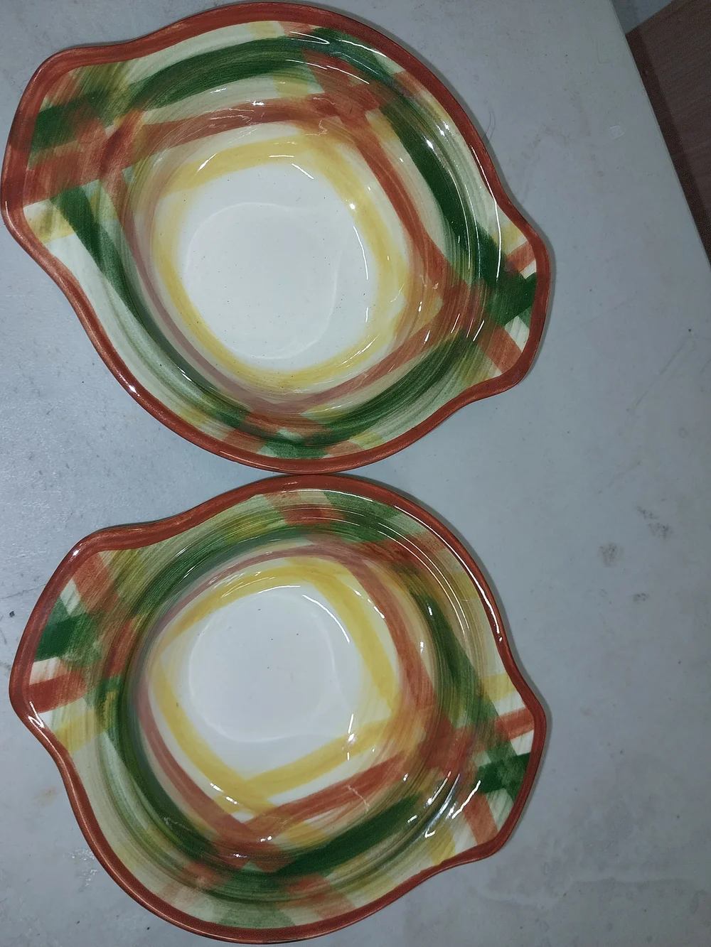 Colorful Hand-Painted Ceramic Bowls - Set of 2